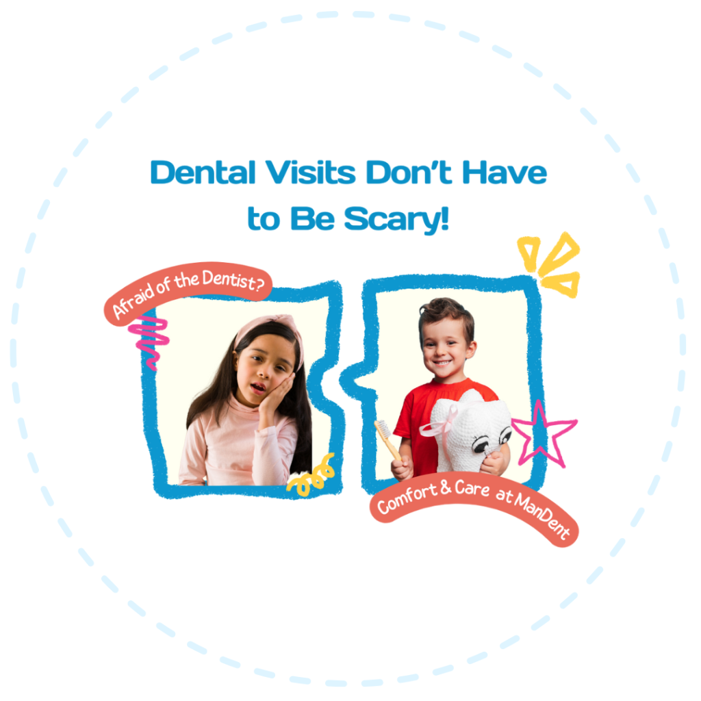 Fun and welcoming waiting area at ManDent Dental Clinic
